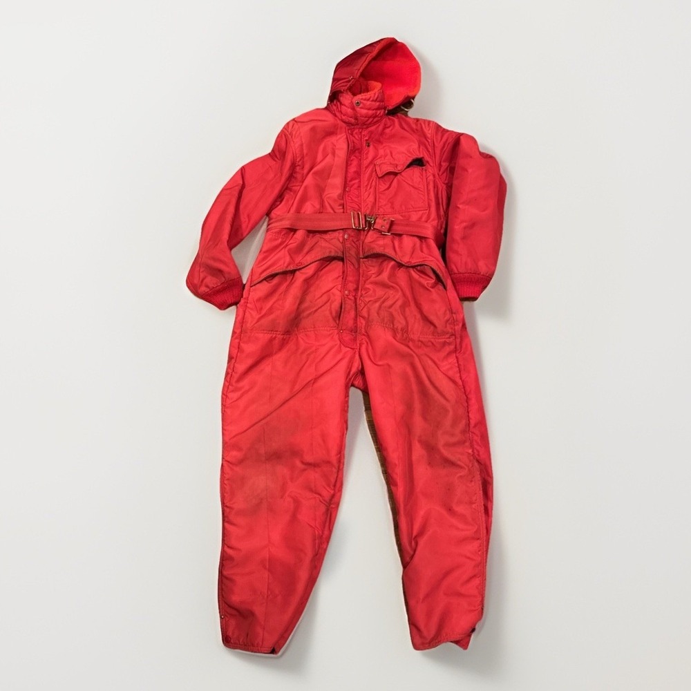 Vintage Refrigiwear Heavy Insulated Coveralls XL Snow Suit Red Made in USA READ